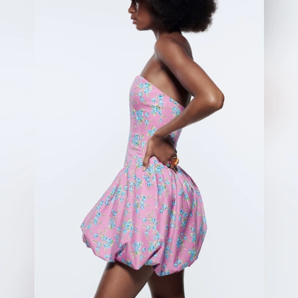 Zara Blogger Favorites Floral Corsetry Inspired Jumpsuit Mini Dress Pink Size S. - Picture 7 of 16